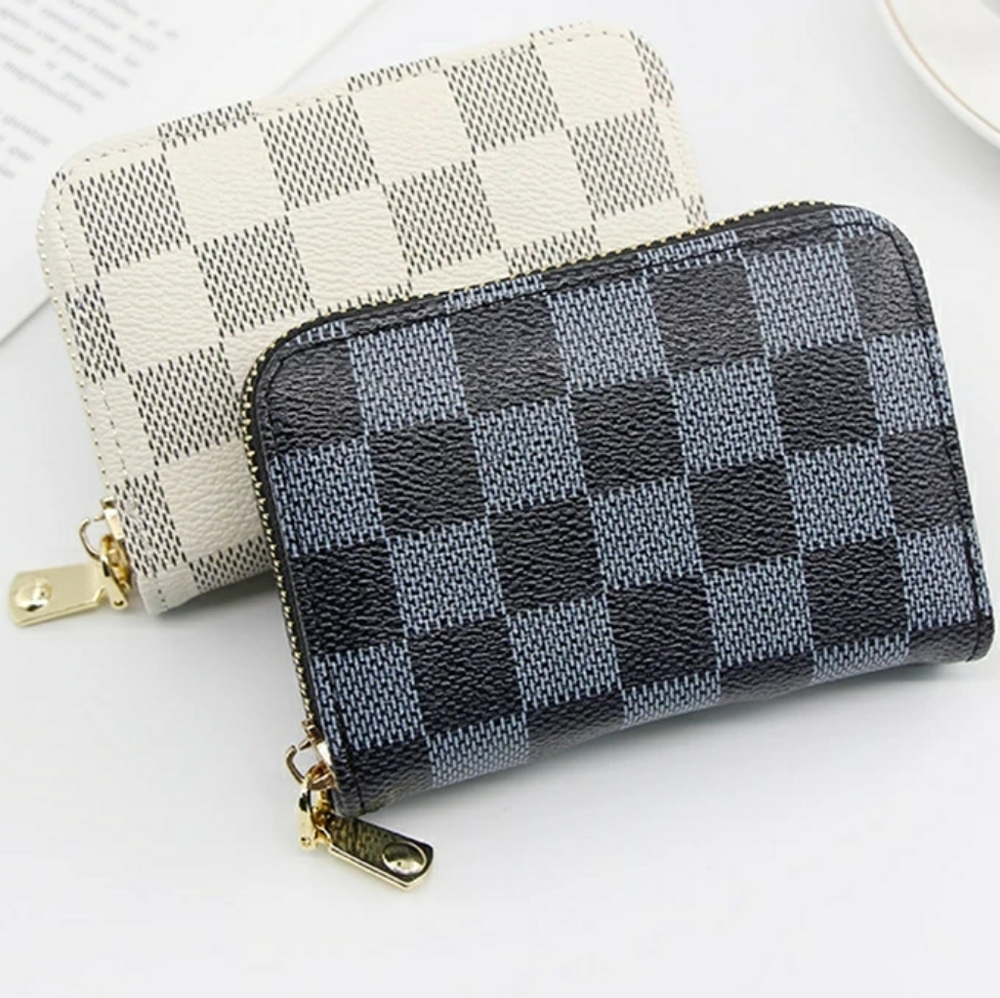 Checkered card/ credit card wallet - BLACK LEFT